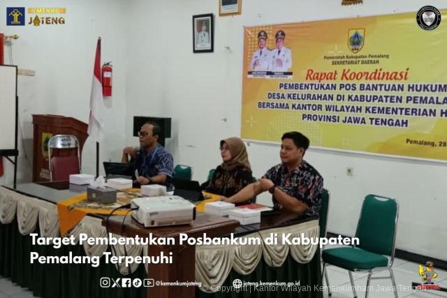 Target Pembentukan Posbankum di Kabupaten Pemalang Terpenuhi