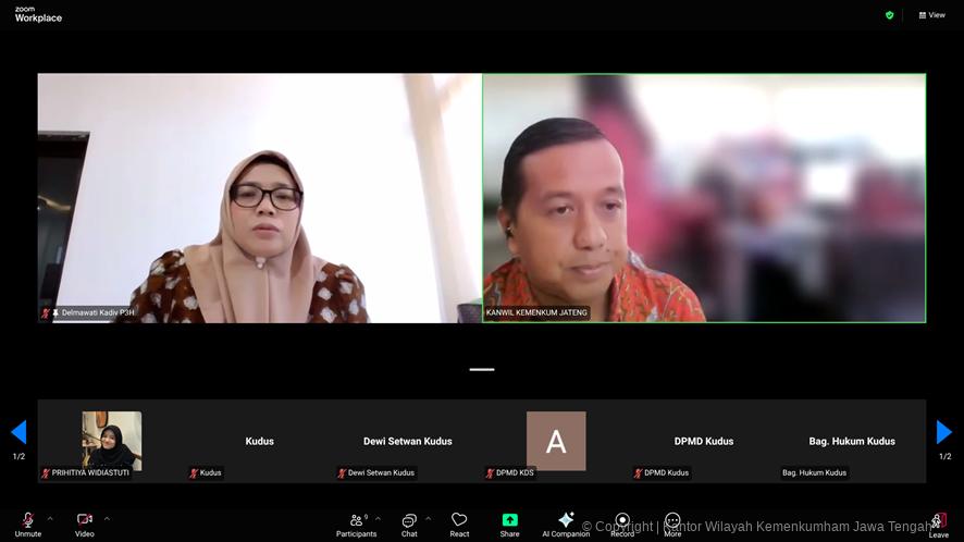 Kanwil Kemenkum Jawa Tengah Bahas 6 (Enam) Raperbup Kudus