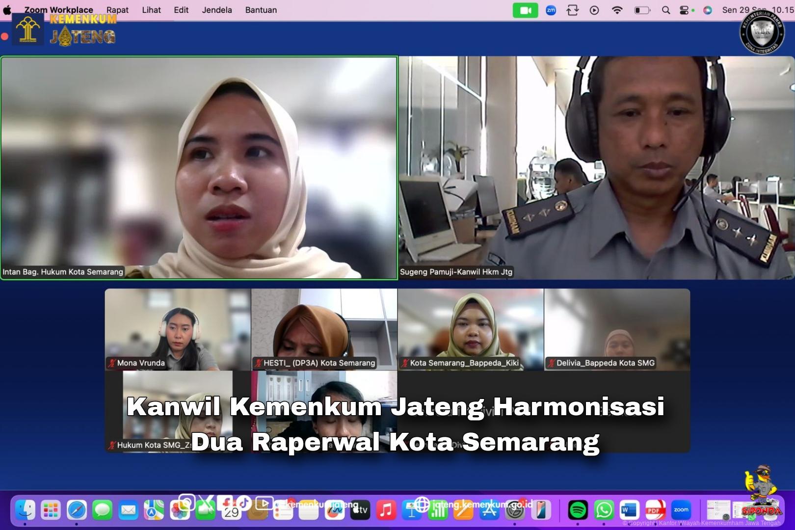 Kanwil Kemenkum Jateng Harmonisasi Dua Raperwal Kota Semarang