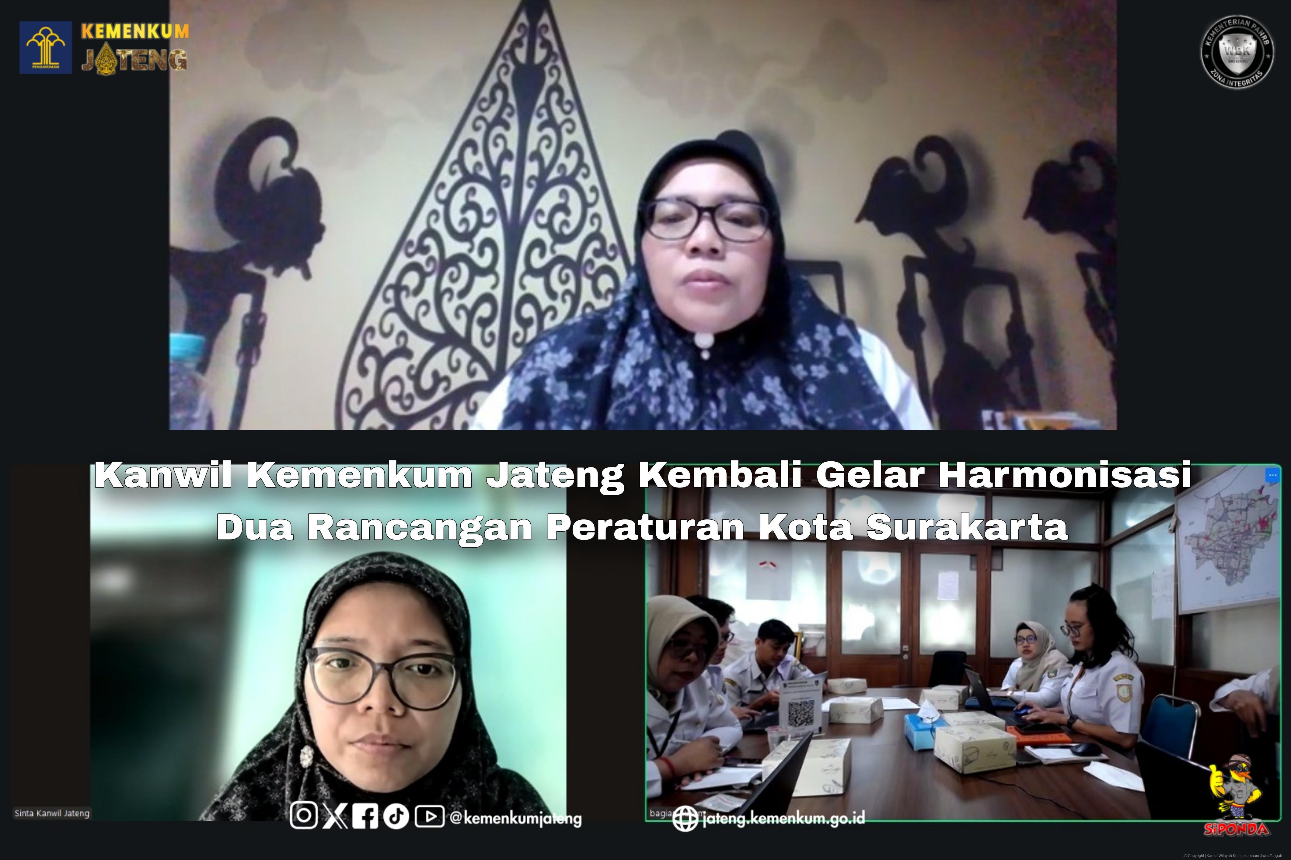 Kanwil Kemenkum Jateng Kembali Gelar Harmonisasi Dua Rancangan Peraturan Kota Surakarta