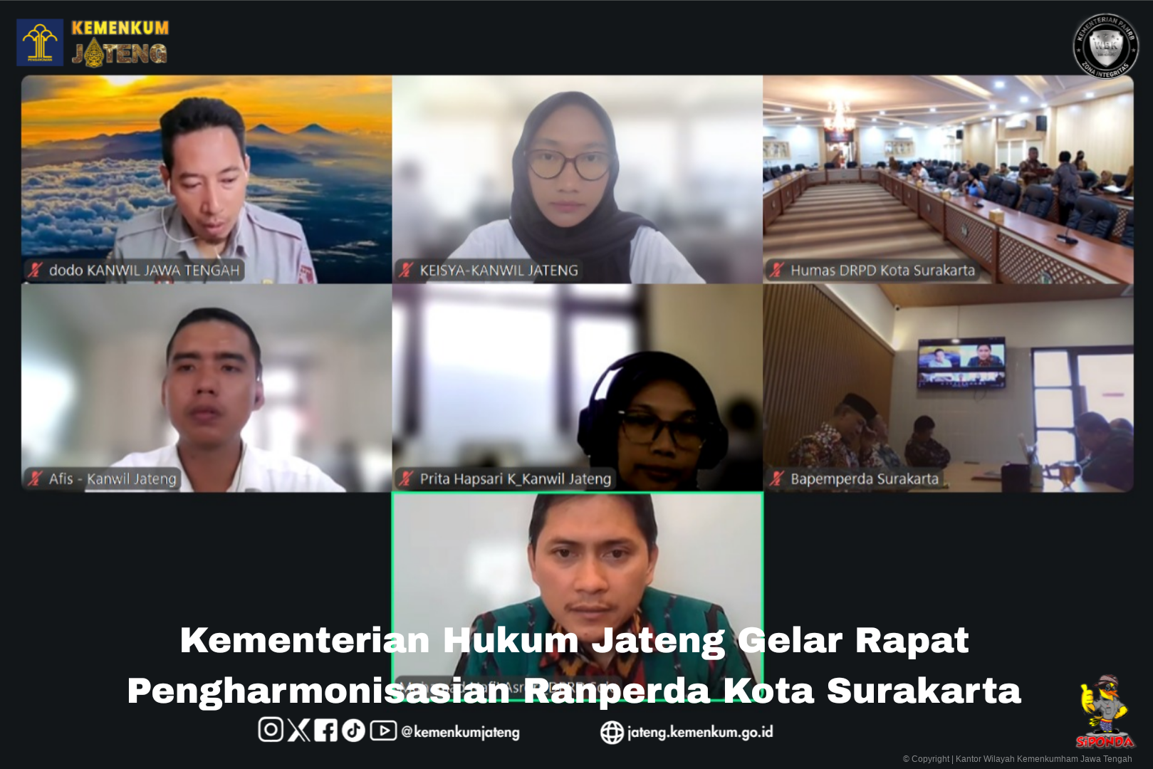 Kementerian Hukum Jateng Gelar Rapat Pengharmonisasian Ranperda Kota Surakarta