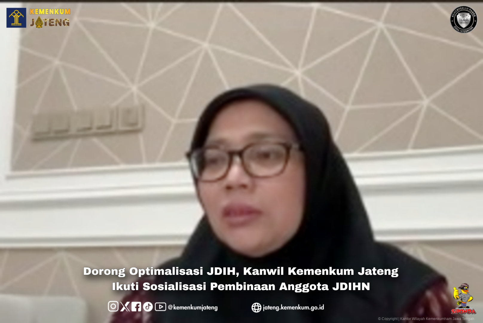 Dorong Optimalisasi JDIH, Kanwil Kemenkum Jateng Ikuti Sosialisasi Pembinaan Anggota JDIHN