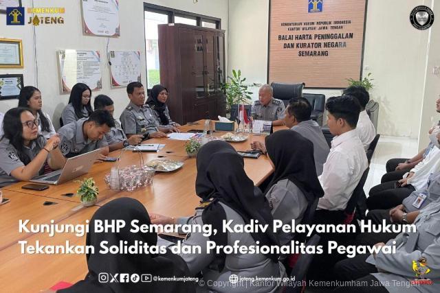 Kunjungi BHP Semarang, Kadiv Pelayanan Hukum Tekankan Soliditas dan Profesionalitas Pegawai