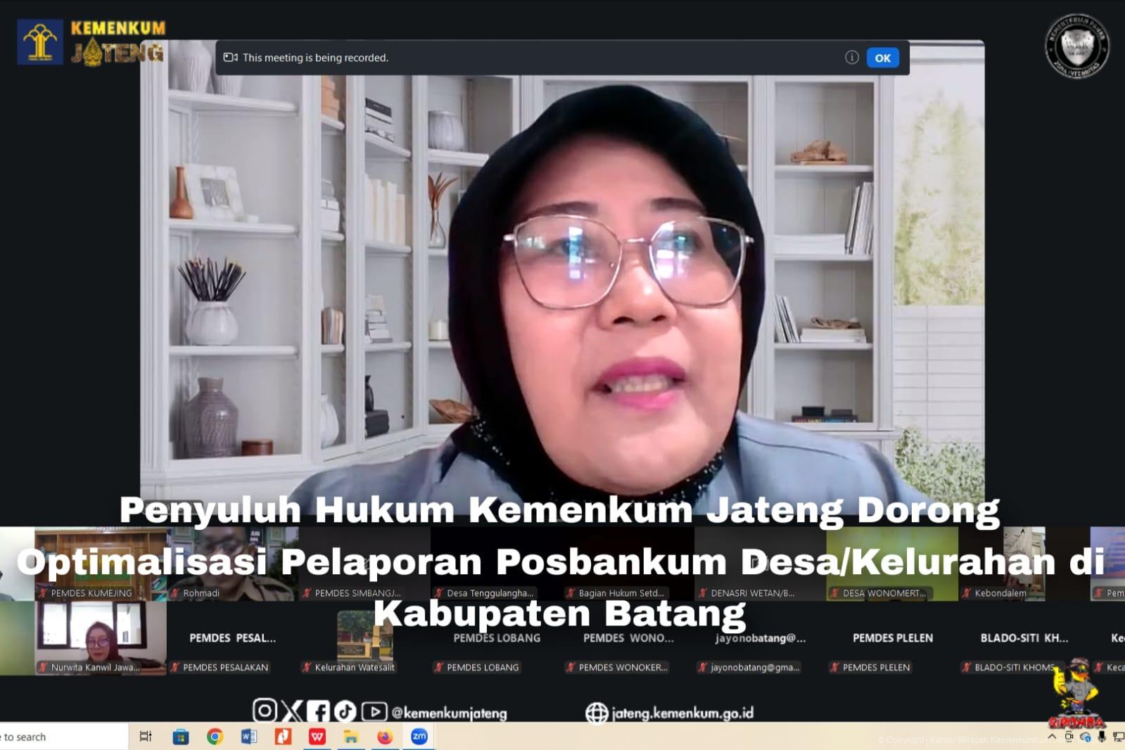 Penyuluh Hukum Kemenkum Jateng Dorong Optimalisasi Pelaporan Posbankum Desa/Kelurahan di Kabupaten Batang